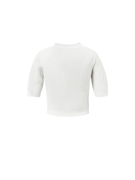 Amomento Sheer Cropped Knit - White