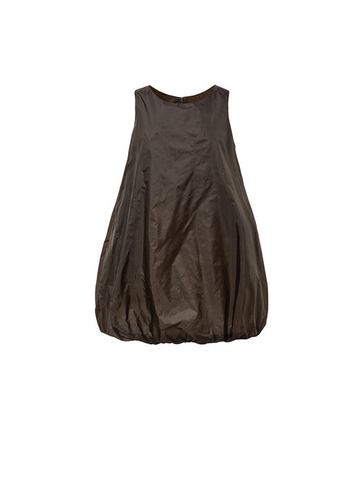 [amomento] NYLON VOLUME MINI DRESS_BROWN