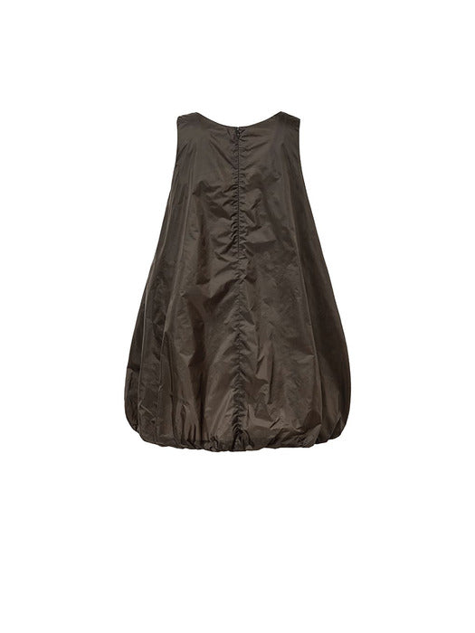 [amomento] NYLON VOLUME MINI DRESS_BROWN