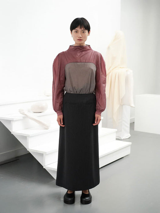 [amomento] STRIPE MAXI LONG SKIRT_BLACK