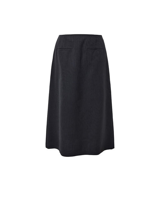 [amomento] STRIPE MAXI LONG SKIRT_BLACK