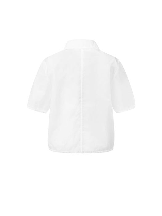 Amomento Sheer Half Zip-UP Top White