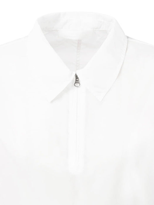 Amomento Sheer Half Zip-UP Top White