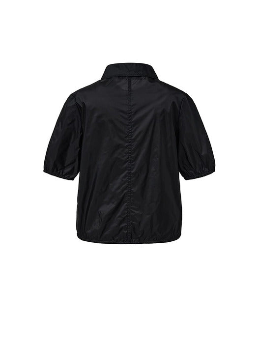 [amomento] Sheer Half Zip-UP TOP_BLACK