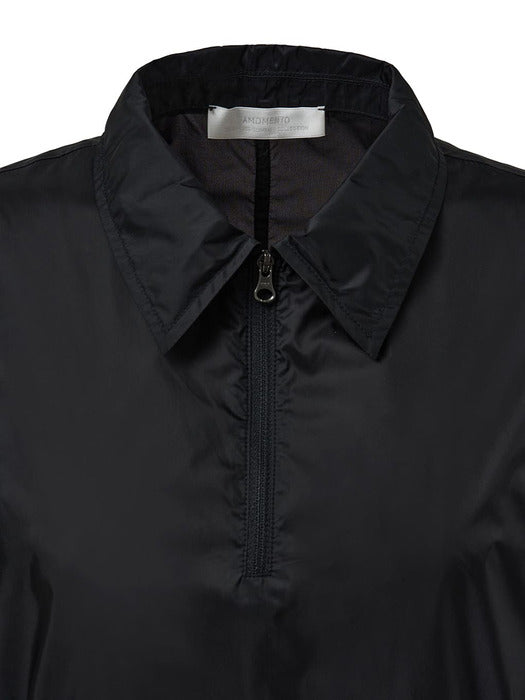 [amomento] Sheer Half Zip-UP TOP_BLACK