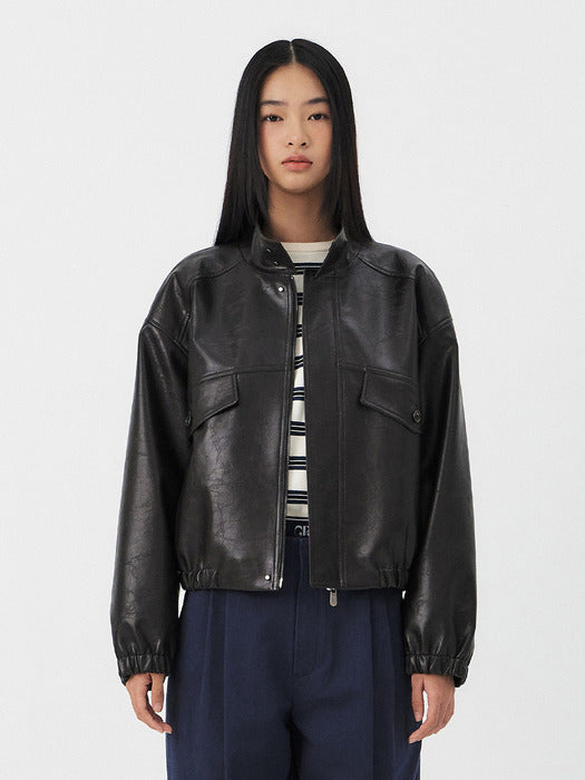 [grove] 25Ps Baston Leather Zip-UP Jacket