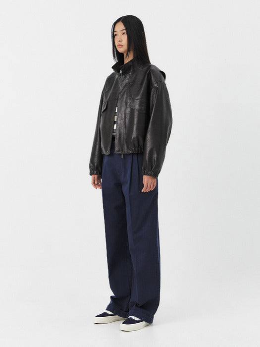 [grove] 25Ps Baston Leather Zip-UP Jacket