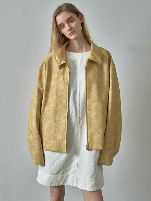 [facade pattern] Minimal Leather Belted Blazer in Mustard