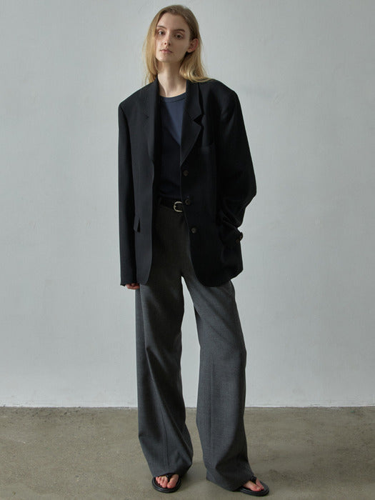 Facade Pattern Summer Wool 3-Button Jacket black