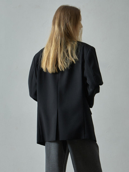 Facade Pattern Summer Wool 3-Button Jacket black
