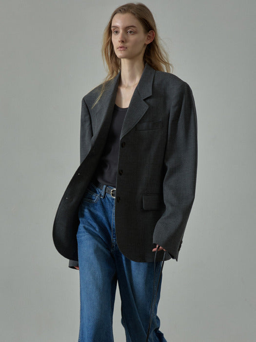 [facade pattern] Summer Wool 3-Button Jacket_charcoal