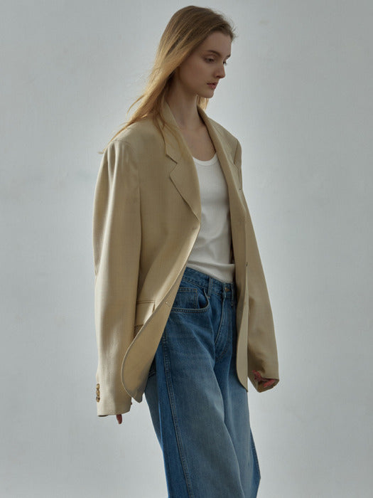 [facade pattern] Summer Wool 3-Button Jacket - Beige