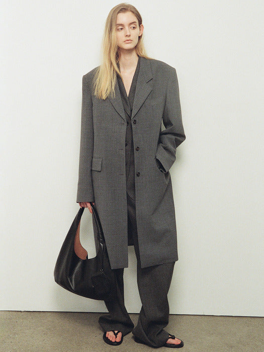 Facade Pattern Summer Wool Midi Jacket charcoal