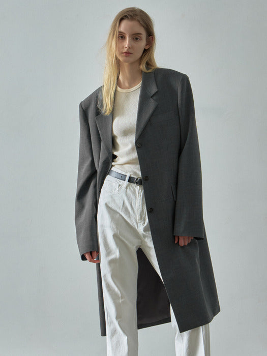 Facade Pattern Summer Wool Midi Jacket charcoal