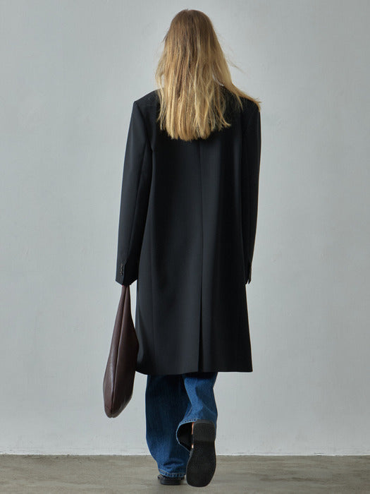 Facade Pattern Summer Wool Midi Jacket black