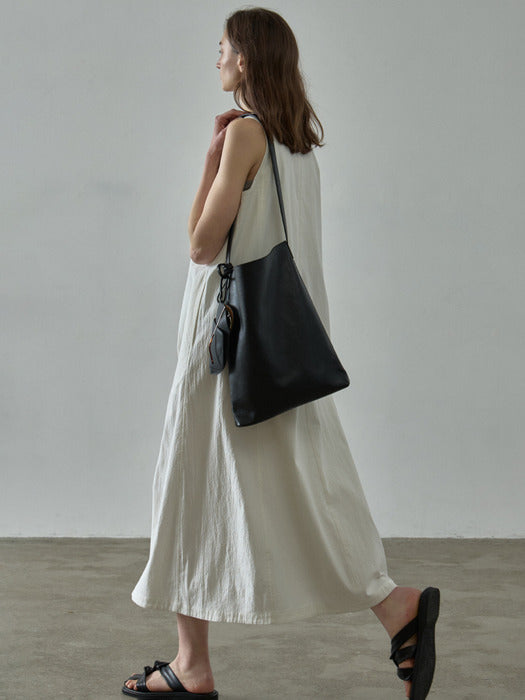Facade Pattern U-Neck Sleeveless Dress white