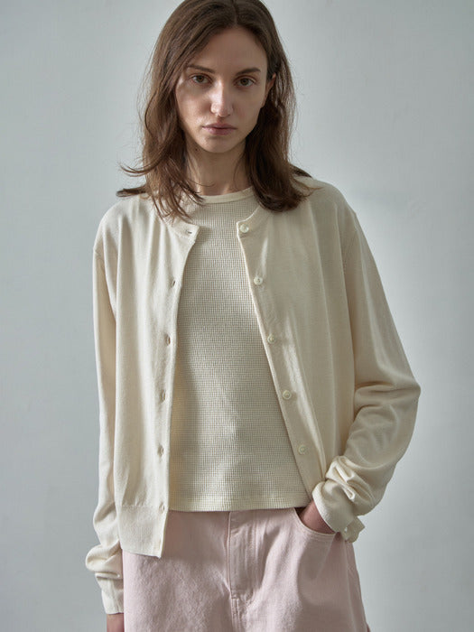 [facade pattern] Paper Essential Cardigan - Ivory