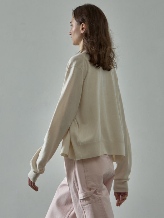 [facade pattern] Paper Essential Cardigan - Ivory