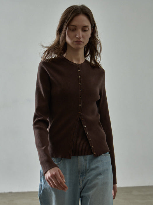 Facade Pattern Cardigan - brown