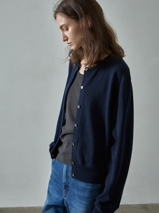 [facade pattern] Paper Essential Cardigan - Dark Navy