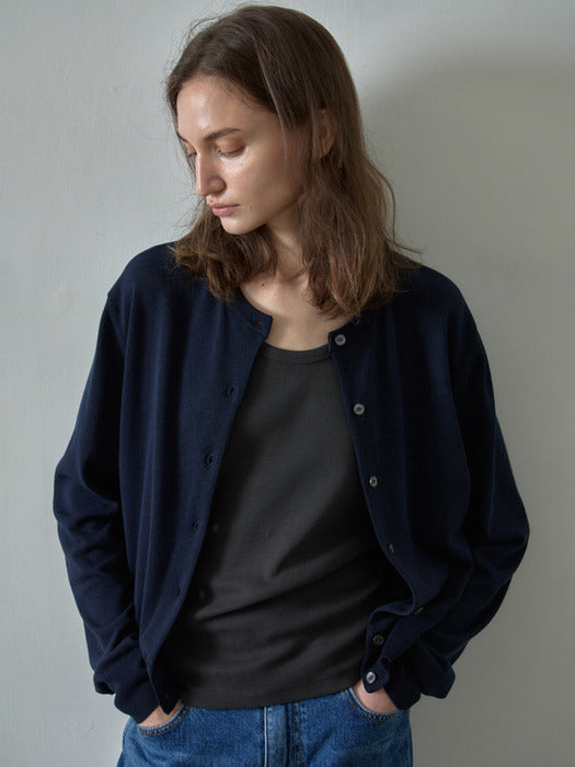[facade pattern] Paper Essential Cardigan - Dark Navy