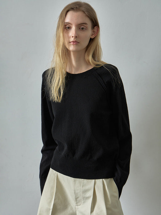 Facade Pattern Raglan Pullover Knitwear black