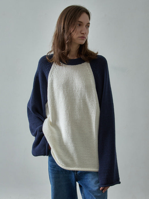 Facade Pattern Classic Raglan Knitwear navy