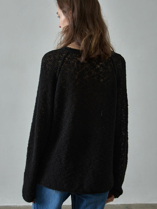 [facade pattern] 코튼 보트넥 Knitwear_black