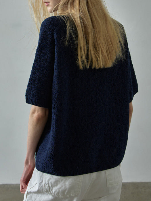 Facade Pattern Paper Texture Knitwear navy