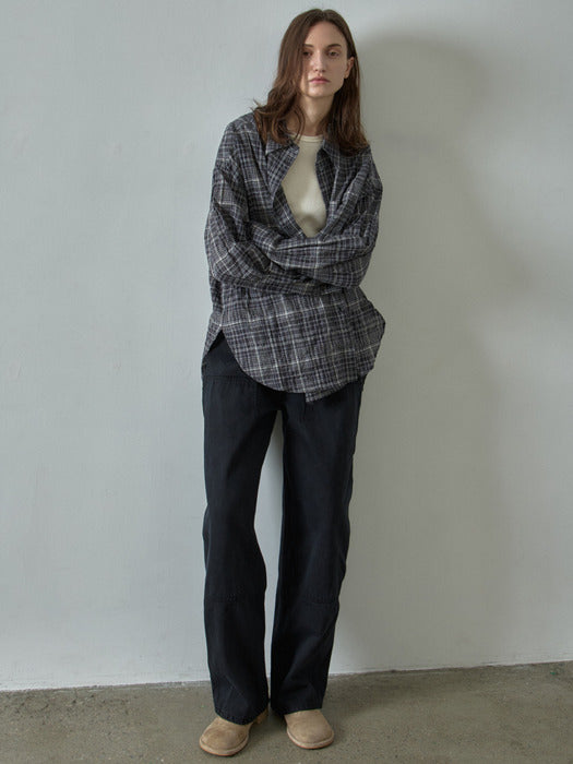 [facade pattern] Boyfriend Fit Check Shirt_black