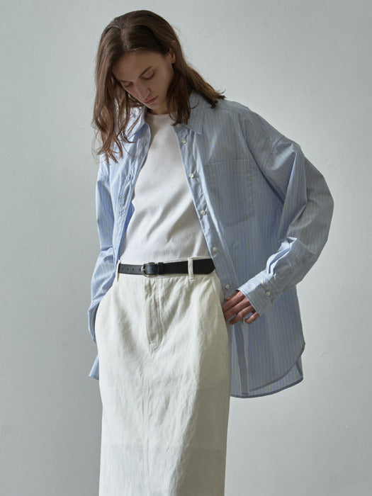 Facade Pattern Boyfit Stripe Shirt sky