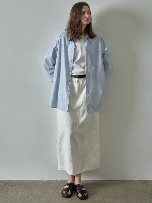 Facade Pattern Boyfit Stripe Shirt sky