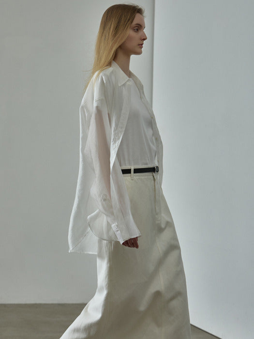 Facade Pattern Boyfit Sheer Shirt white