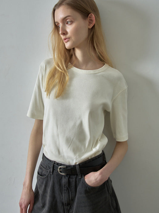 Facade Pattern Ribbed Slim T-shirt