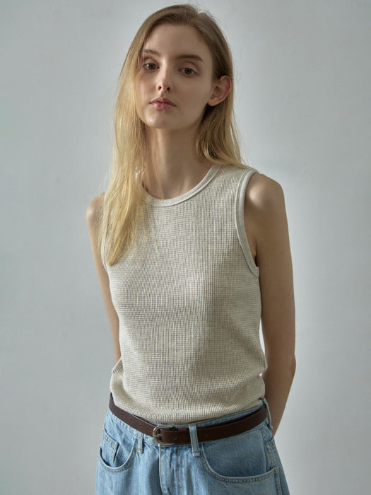 Facade Pattern Textured Cotton Sleeveless