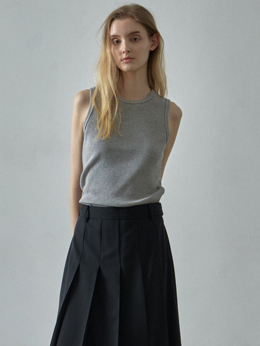 Facade Pattern Textured Cotton Sleeveless