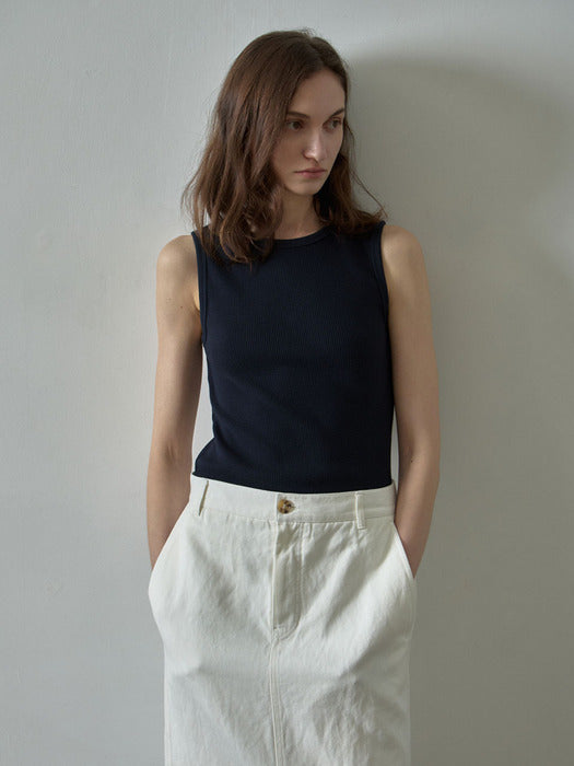 Facade Pattern Textured Cotton Sleeveless