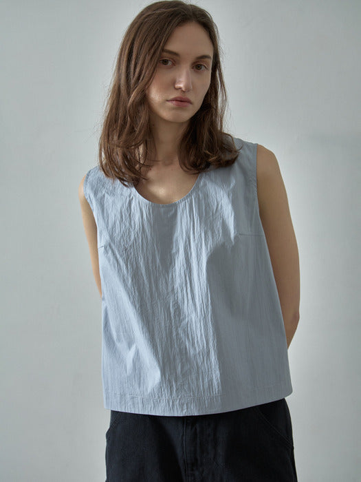 Facade Pattern U-Neck Sleeveless Top powder blue