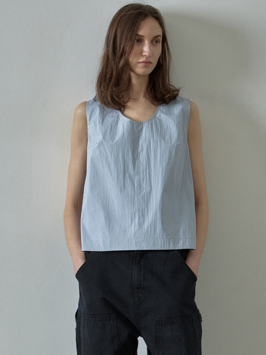 Facade Pattern U-Neck Sleeveless Top powder blue