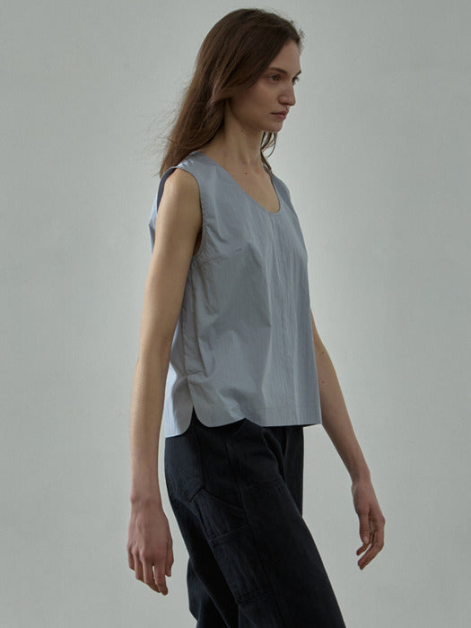 Facade Pattern U-Neck Sleeveless Top powder blue