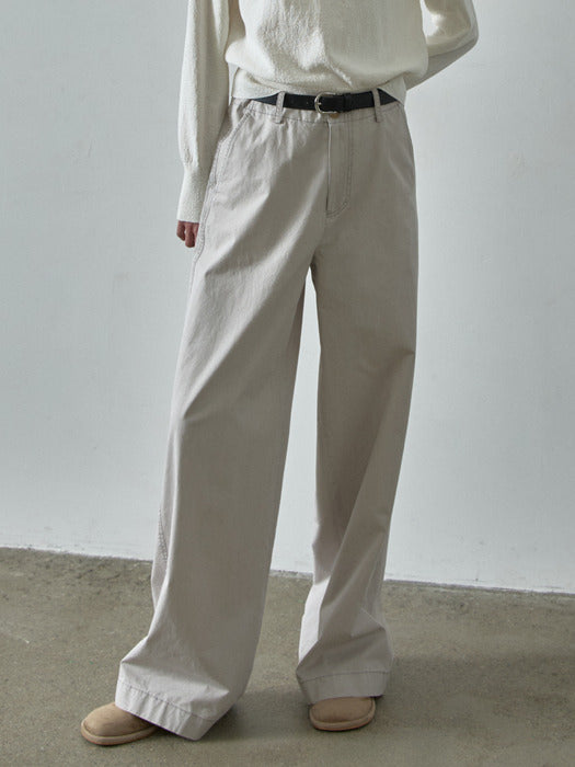 Facade Pattern Classic Wide Cotton Pants light grey