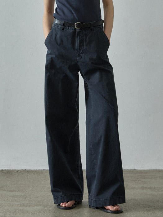 [facade pattern] Classic Wide Cotton Pants_black