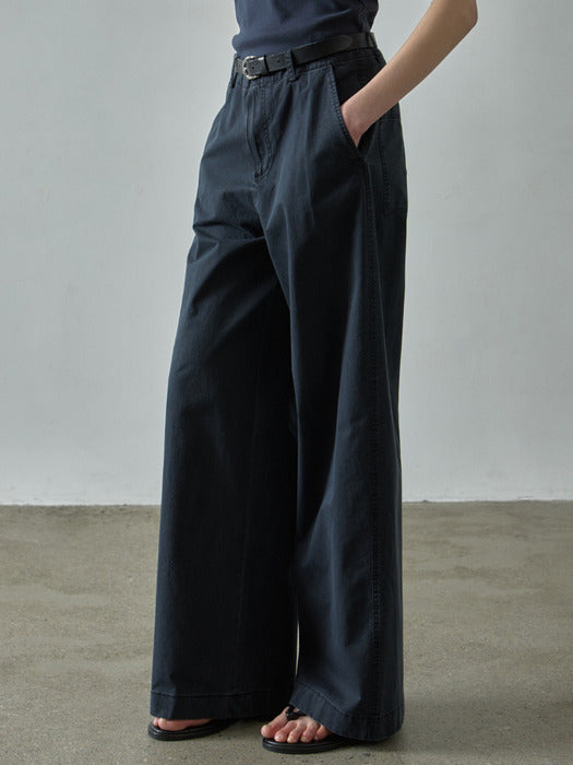 [facade pattern] Classic Wide Cotton Pants_black