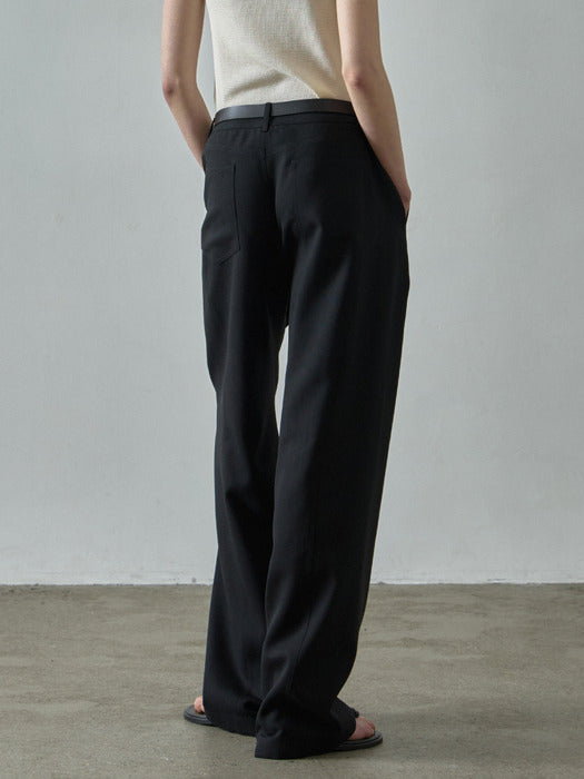 Facade Pattern Curved Summer Wool Pants black