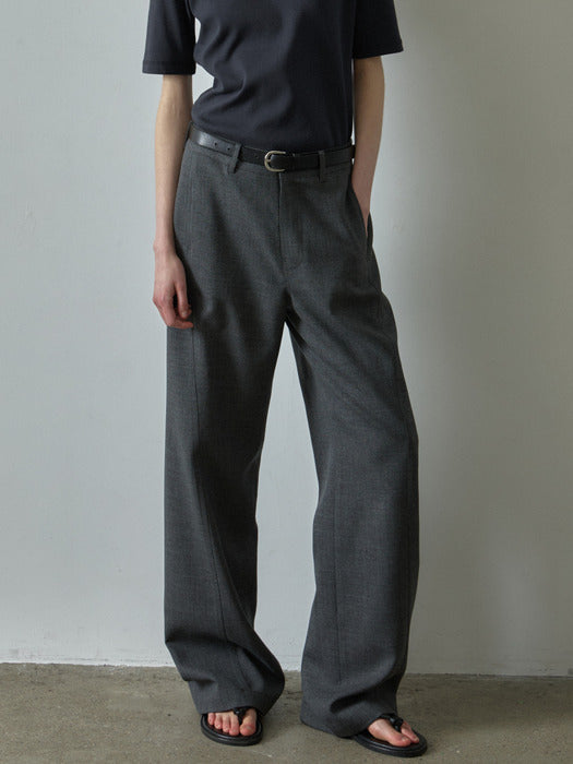 Facade Pattern Curved Summer Wool Pants charcoal