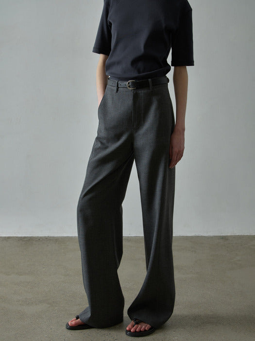 Facade Pattern Curved Summer Wool Pants charcoal