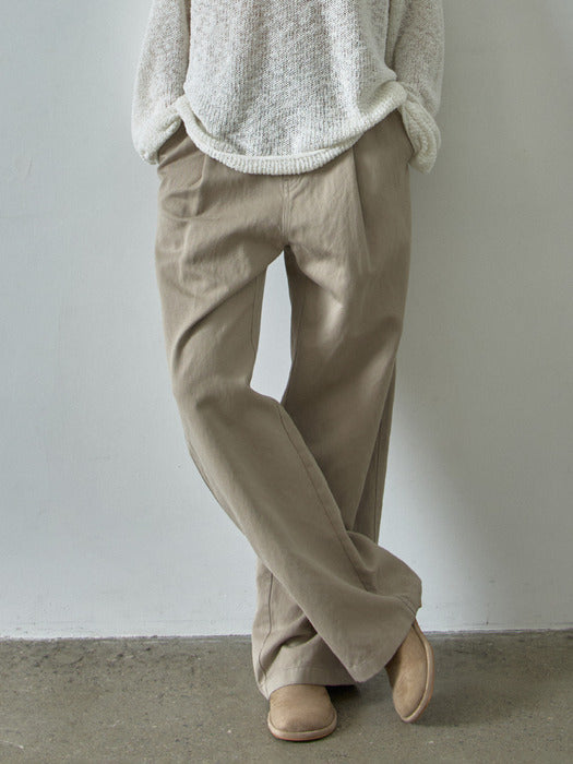 [facade pattern] Olive Beige Linen Double Pocket Pants