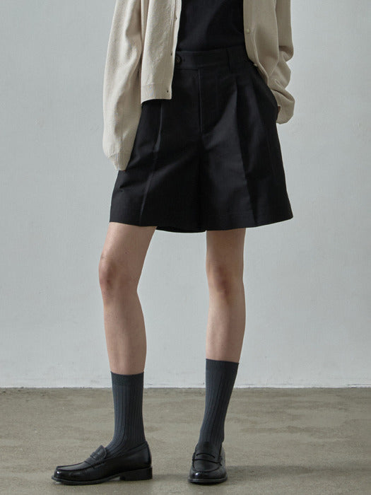 [facade pattern] Cotton Utility Shorts - Black