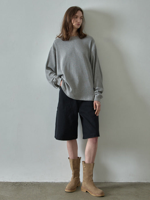 Facade Pattern Wide Bermuda Work Pants black
