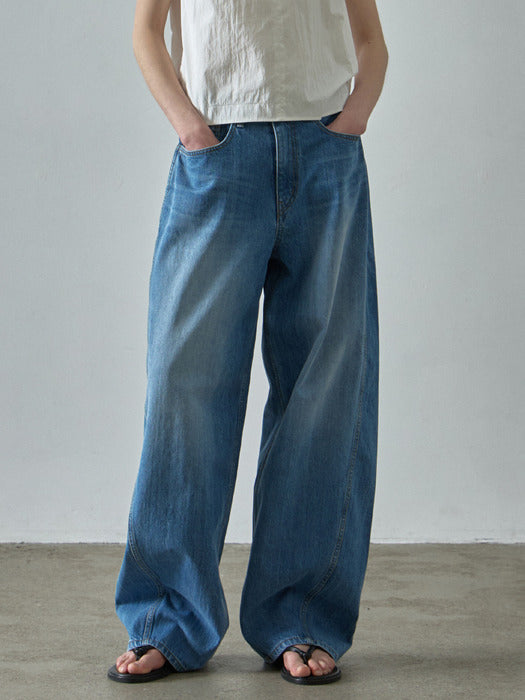 [facade pattern] Wide Tapered Denim_vintage blue